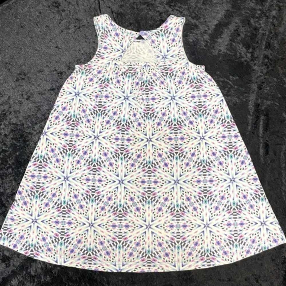 Gap Kids XS (4-5) White Sundress Diamond Geometric Pattern Purples Blues Aquas